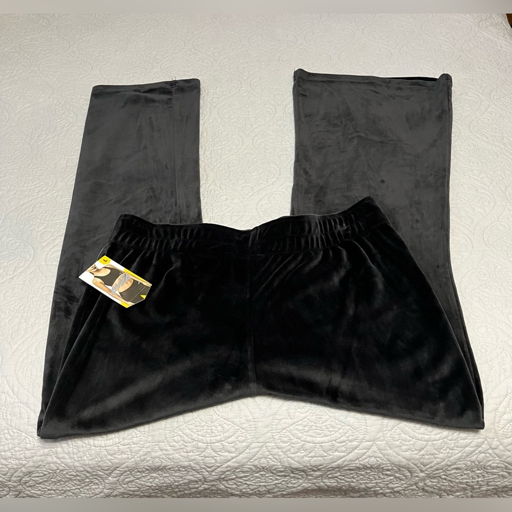 AVIA NWT Size Large (12-14) Charcoal Grey Velour Flare Leg Pants- New